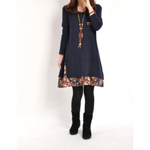 Women Floral Pieced Loose Casual Pullover WarmSkirt Dress Clothing SM6
