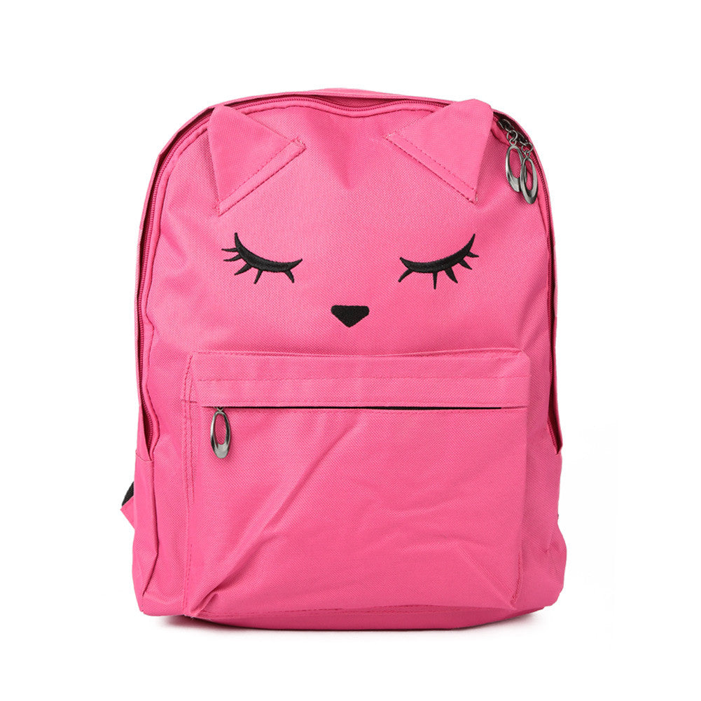 Women Backpack Cat Embroidery Footprint Large Capacity Zipper Adjustable Strap Laptop Bag Casual Teenage Girls School Travel Bag SM6