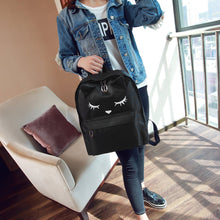 Women Backpack Cat Embroidery Footprint Large Capacity Zipper Adjustable Strap Laptop Bag Casual Teenage Girls School Travel Bag SM6