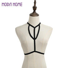 Women Black Harness Sexy Lingerie Spandex Harajuku Chest Harness Cage Bra Pastel Gothic Cutout Bondage Bandage Harness Bralette SM6