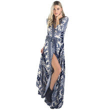 Women Boho Long Maxi Evening Party Dress Lady V-neck 3/4 Sleeve Thin Beach Dress SM6