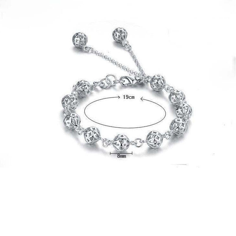 Women Bracelets Link Chain Charm Str  Bracelet Women Jewelry Bangles Silver Plated Hollow Ball Design Bracelet SM6