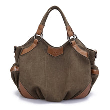 Women Canvas Crossbody Bag PU Leather Splicing Designer Handbag Zipper Vintage Shoulder Tote Bag BrownBurgundy Bolsa Feminina SM6