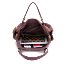 Women Canvas Crossbody Bag PU Leather Splicing Designer Handbag Zipper Vintage Shoulder Tote Bag BrownBurgundy Bolsa Feminina SM6