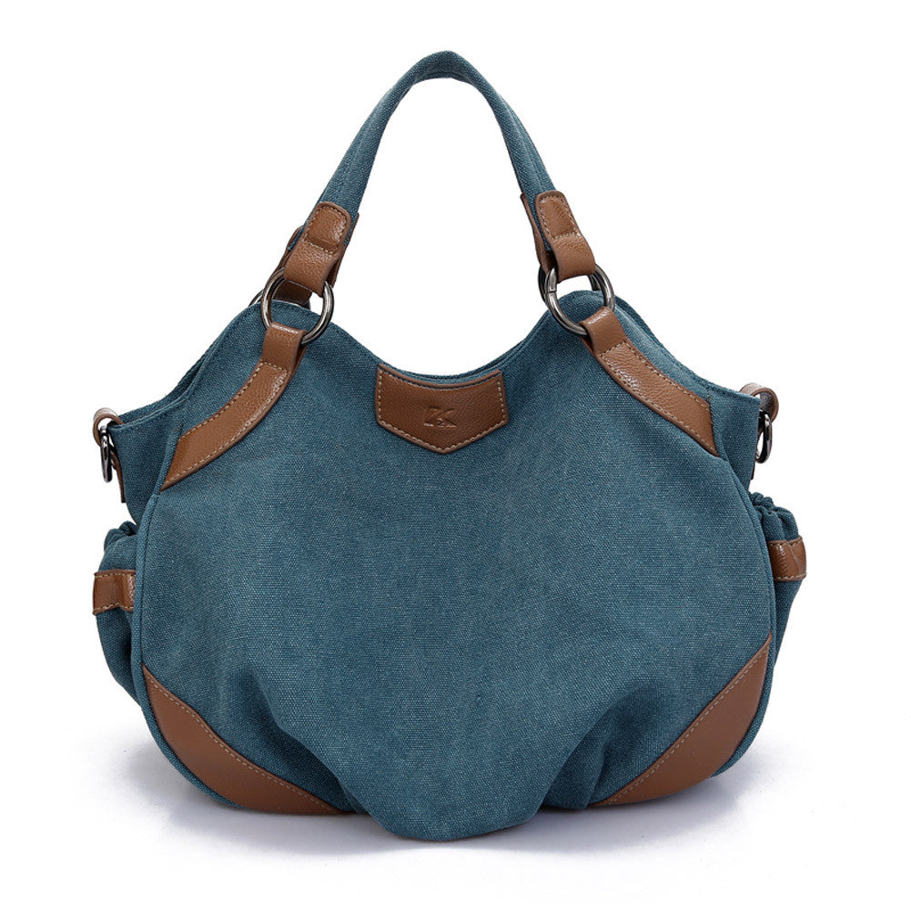 Women Canvas Crossbody Bag PU Leather Splicing Designer Handbag Zipper Vintage Shoulder Tote Bag BrownBurgundy Bolsa Feminina SM6
