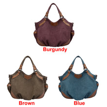 Women Canvas Crossbody Bag PU Leather Splicing Designer Handbag Zipper Vintage Shoulder Tote Bag BrownBurgundy Bolsa Feminina SM6