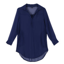 Women Casual Loose Long Chiffon Shirts Long Sleeve Turn Down Collar Sexy Blouses Tops Plus Size Mini Dress Vestidos SM6