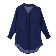Women Casual Loose Long Chiffon Shirts Long Sleeve Turn Down Collar Sexy Blouses Tops Plus Size Mini Dress Vestidos SM6