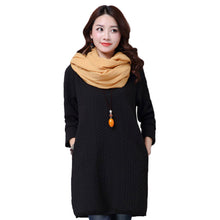 Women Casual Warm Dress Ladies Long Sleeve Crewneck Jumper Slim Pockets Knitted Sweater Mini Dress Vestidos Mujer  SM6