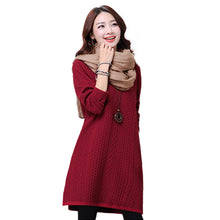Women Casual Warm Dress Ladies Long Sleeve Crewneck Jumper Slim Pockets Knitted Sweater Mini Dress Vestidos Mujer  SM6