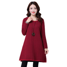 Women Casual Warm Dress Ladies Long Sleeve Crewneck Jumper Slim Pockets Knitted Sweater Mini Dress Vestidos Mujer  SM6