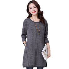 Women Casual Warm Dress Ladies Long Sleeve Crewneck Jumper Slim Pockets Knitted Sweater Mini Dress Vestidos Mujer  SM6