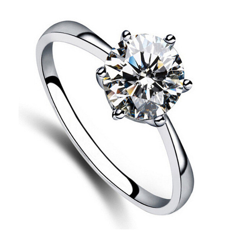 Women Charm Noble Simulated Diamond Wedding Rings Luxury Crystal Finger Rings Silver Gold color SM6
