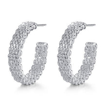 Women Chic Silver Plated Earings Charm Push-Back Alloy Net Weaving Stud Earings Jewelry SM6