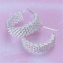Women Chic Silver Plated Earings Charm Push-Back Alloy Net Weaving Stud Earings Jewelry SM6