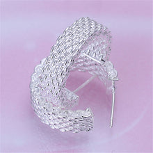 Women Chic Silver Plated Earings Charm Push-Back Alloy Net Weaving Stud Earings Jewelry SM6