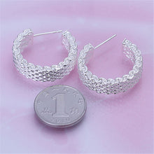 Women Chic Silver Plated Earings Charm Push-Back Alloy Net Weaving Stud Earings Jewelry SM6