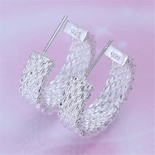 Women Chic Silver Plated Earings Charm Push-Back Alloy Net Weaving Stud Earings Jewelry SM6