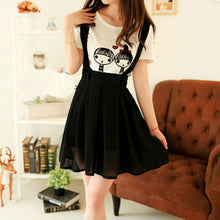 Women Chiffon Flared Skirt With Suspenders Braces Pastel Elastic Waist Solid Skirts New SM6