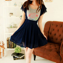 Women Chiffon Flared Skirt With Suspenders Braces Pastel Elastic Waist Solid Skirts New SM6