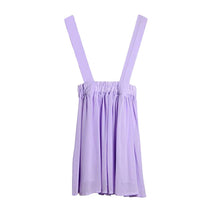 Women Chiffon Flared Skirt With Suspenders Braces Pastel Elastic Waist Solid Skirts New SM6
