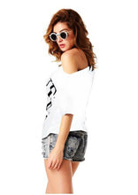 Women Cute LOVE letters print T shirt short sleeve off shoulder shirts camisas femininas casual solid plus size tops SM6