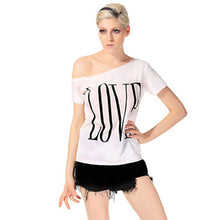 Women Cute LOVE letters print T shirt short sleeve off shoulder shirts camisas femininas casual solid plus size tops SM6