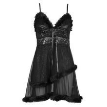 Women Double-layer Sleepwear Nightgown G-string Sexy Feminine Nightie Sexy Lace Casual Ladies Sleepwear Nightdress SM6