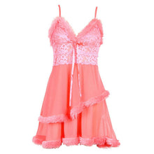 Women Double-layer Sleepwear Nightgown G-string Sexy Feminine Nightie Sexy Lace Casual Ladies Sleepwear Nightdress SM6
