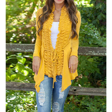 Women Fashion Irregular Cardigan Sweater Long Sleeve Casual Knitted Coat Outwear SM6