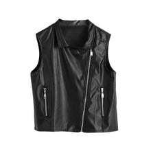 Women Faux Leather Vest Soft PU Lady Tatical Leather Motorcycle Vest Turn-down Collar Pocket Zip Colete WaistCoat Biker SM6