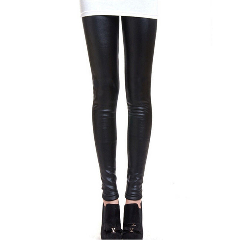 Women Faux Leather Fleece Legging Women Leggings Velvet Thicken Fur Warm Fitness Pant SM6