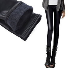 Women Faux Leather Fleece Legging Women Leggings Velvet Thicken Fur Warm Fitness Pant SM6