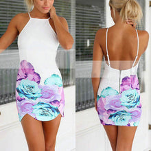 Women Floral Backless Dress Evening Party Prom Club Beach Mini Dress BodyconSM6