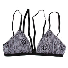 Women Floral Sheer Lace Triangle Bralette Bra Strappy Cage Bra Wireless Brassiere Sexy Bustier Corset SM6
