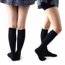 Women Girl College Stretch Knee Embroidery Crew Cotton Socks P1 SM6