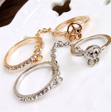 Women Girl's rhinestone peace chain link Middle finger rings jewelry gifts S Women Rings SM6
