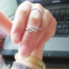 Women Girl's rhinestone peace chain link Middle finger rings jewelry gifts S Women Rings SM6