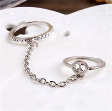 Women Girl's rhinestone peace chain link Middle finger rings jewelry gifts S Women Rings SM6