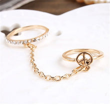Women Girl's rhinestone peace chain link Middle finger rings jewelry gifts S Women Rings SM6