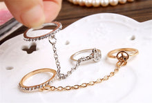 Women Girl's rhinestone peace chain link Middle finger rings jewelry gifts S Women Rings SM6