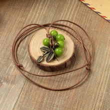 Women Green Bodhi Leaf Long Sweater Necklace Vintage Bead Pendants Bohemia Long Rope Chain Long Sweater Chain Ladies Jewelry SM6