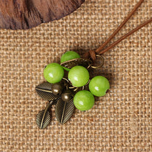 Women Green Bodhi Leaf Long Sweater Necklace Vintage Bead Pendants Bohemia Long Rope Chain Long Sweater Chain Ladies Jewelry SM6