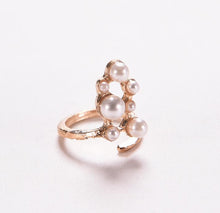 Women Knuckle Rings 4pc Blue Crystal Black Cat Created Pearls Zircon Nail Rings SM6