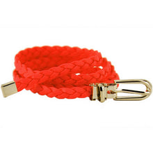 Women Ladies Weaved Braid PU Leather Skinny Narrow Waistband Waist Belt 1cm Wide SM6