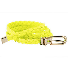 Women Ladies Weaved Braid PU Leather Skinny Narrow Waistband Waist Belt 1cm Wide SM6