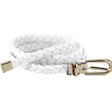 Women Ladies Weaved Braid PU Leather Skinny Narrow Waistband Waist Belt 1cm Wide SM6