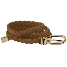 Women Ladies Weaved Braid PU Leather Skinny Narrow Waistband Waist Belt 1cm Wide SM6