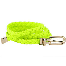 Women Ladies Weaved Braid PU Leather Skinny Narrow Waistband Waist Belt 1cm Wide SM6
