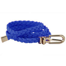 Women Ladies Weaved Braid PU Leather Skinny Narrow Waistband Waist Belt 1cm Wide SM6